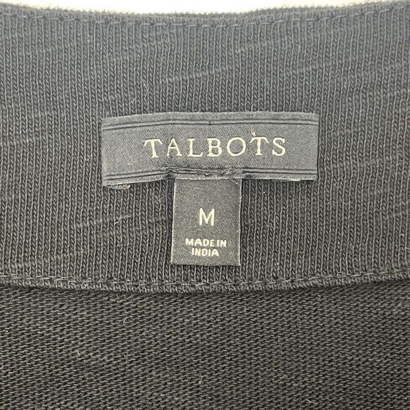 Talbots Shift Dress Black Size Medium Embroidered Casual Stretch Boho Beachy - Picture 3 of 8